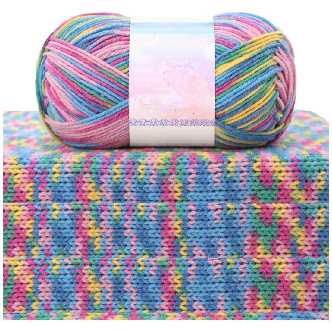 1.5mm Multicolored Fancy Yarn for Knitting & Crocheting Sweaters, Scarves & DIY Crafts, 50 Grams/1.76oz 175 yards