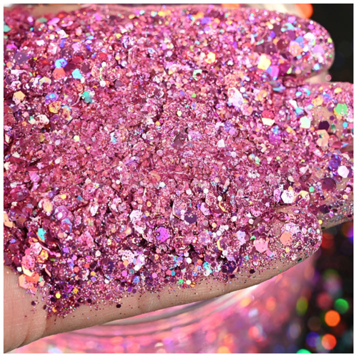 160g Holographic Chunky Glitter for Resin Art, Nails, Face, Hair, Tumblers, Crafts, and DIY Decorations