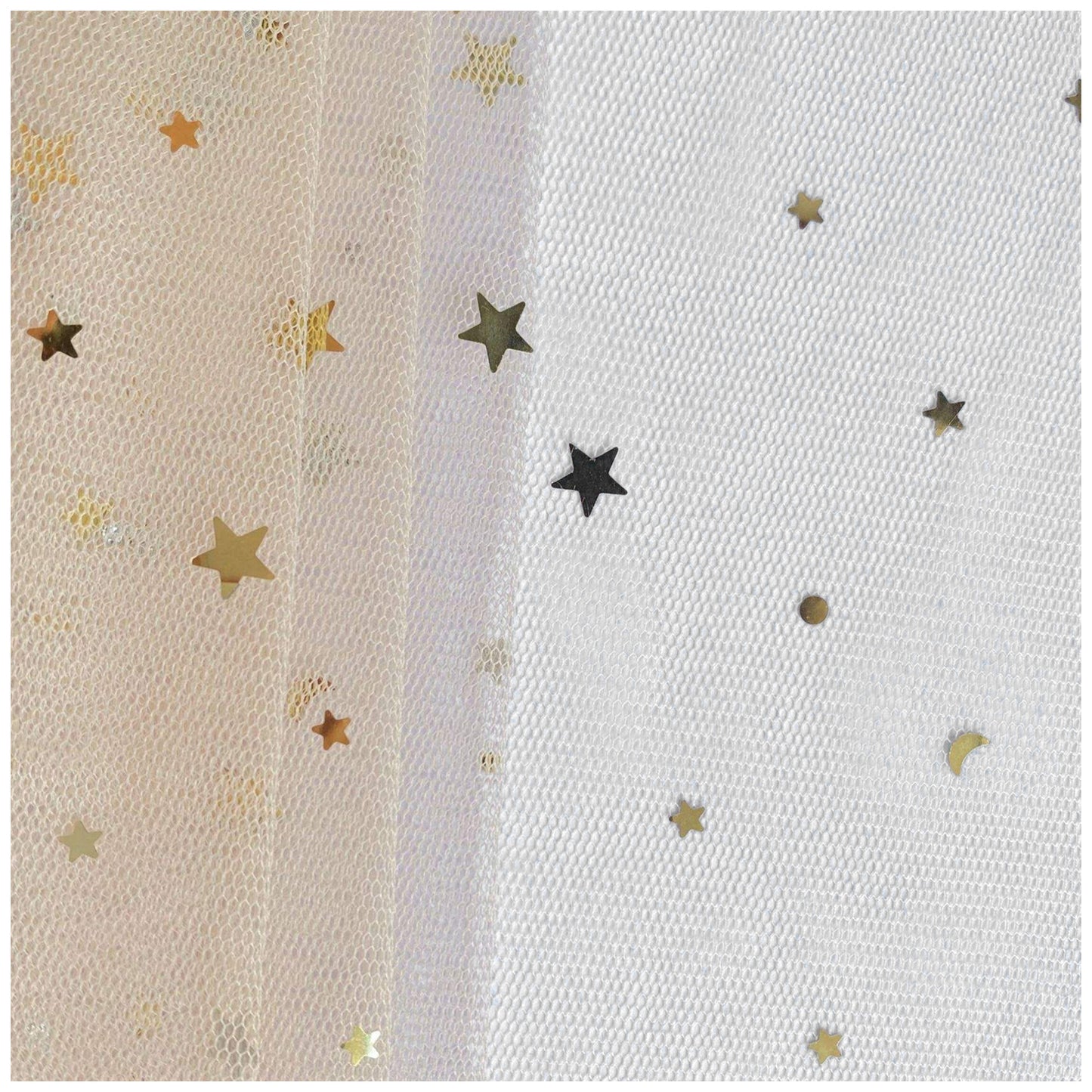 Glitter Tulle Fabric Roll With Star Moon Sequins for Tutu, Bridal Veil, Wedding Decor