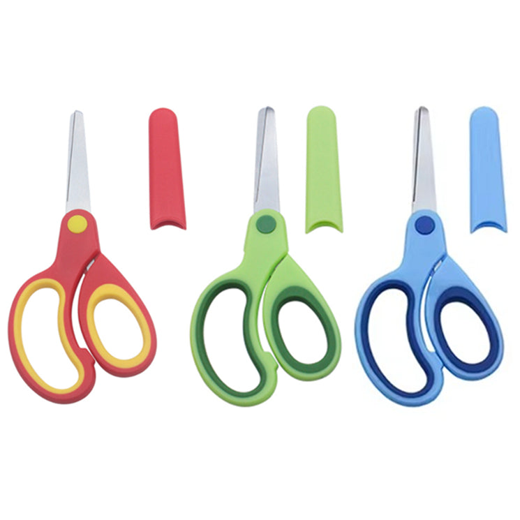 5 Inch Left-Handed Kids Safety Scissors Blunt Tip Stainless Steel for School and Crafts, Pack of 3