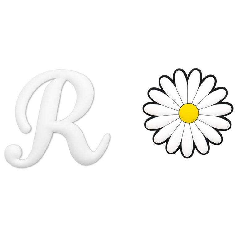 2pcs Letter and Flower Charms for Hand Bag, Decorative Alphabet Accessories Compatible with Rubber Tote