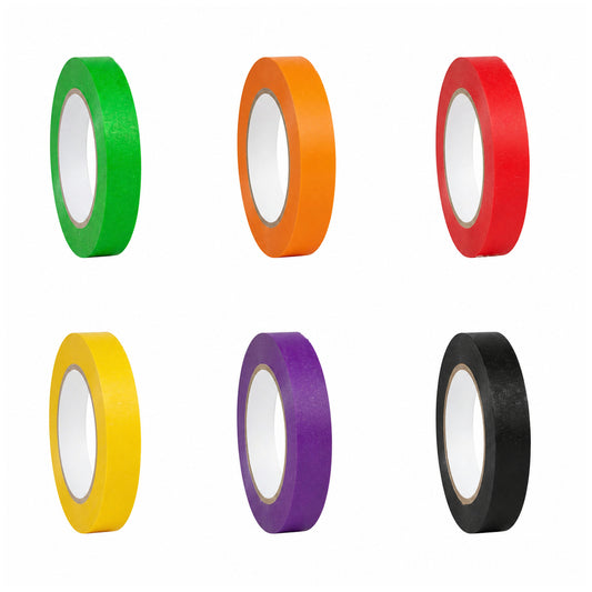 Colored Masking Tape for Painting Labeling Crafts DIY Projects and Decorative Paper Art, Pack of 6
