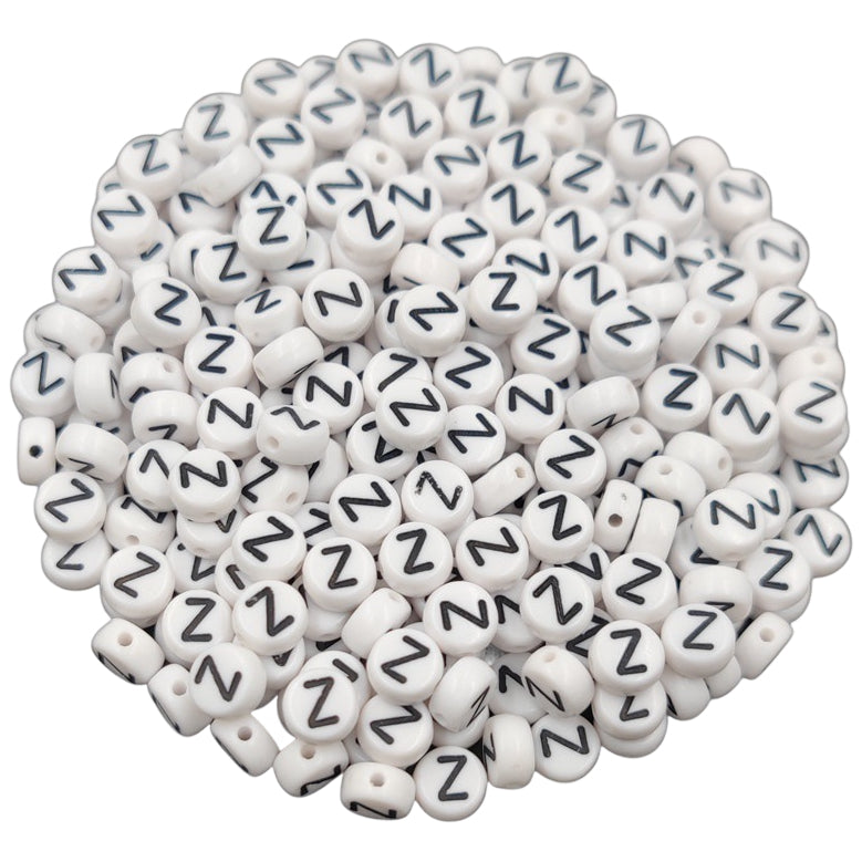 White Round Acrylic Alphabet Letter Beads for Bracelet and Jewelry Making 4x7mm, Pack of 300