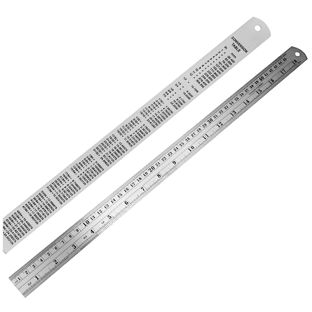 Stainless Steel Ruler with Conversion Table Metal Measuring Rule for School Office Engineering and DIY Use