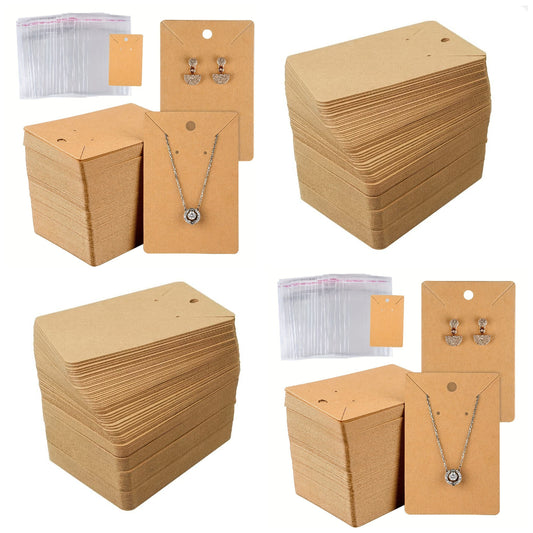 Durable Brown Earring Display Cards 3.5 x 2.4 Inches with Self Sealing Clear Bags