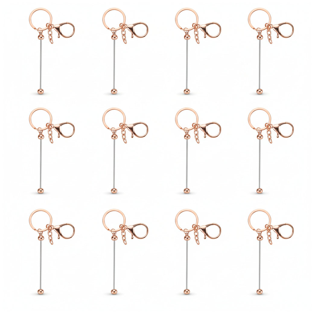 Beadable Keychain Bars Metal 14.8cm Blank Beaded Keychains for DIY Crafts Gifts and Jewelry Making
