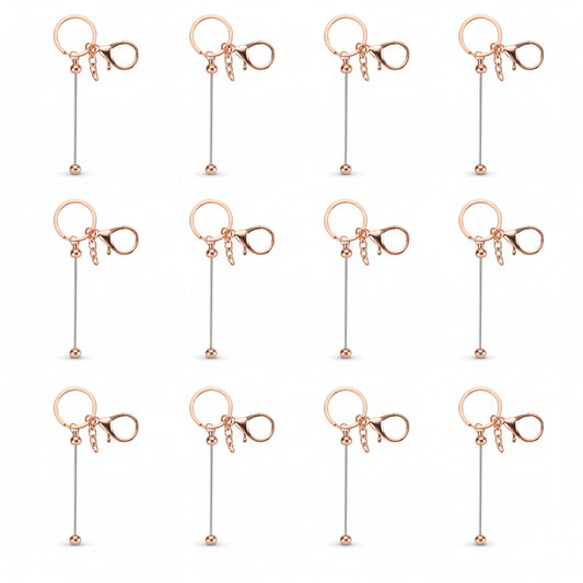 Beadable Keychain Bars Metal 14.8cm Blank Beaded Keychains for DIY Crafts Gifts and Jewelry Making