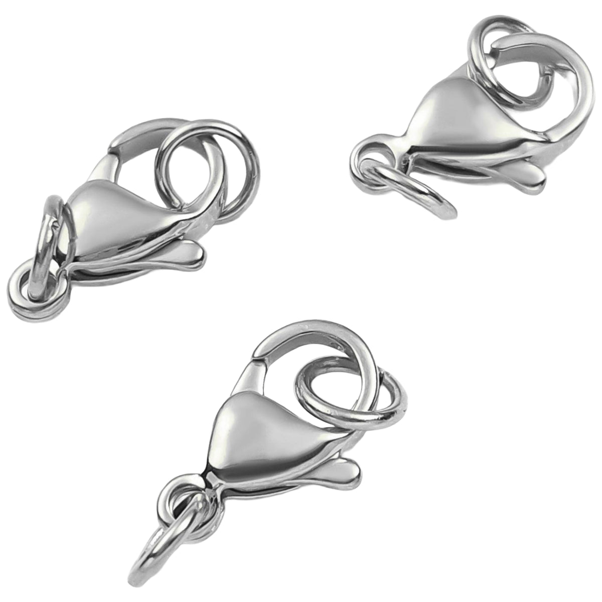 Lobster Claw Clasps with Jump Rings for Jewelry Making Necklace and Bracelet Closures, Pack of 3