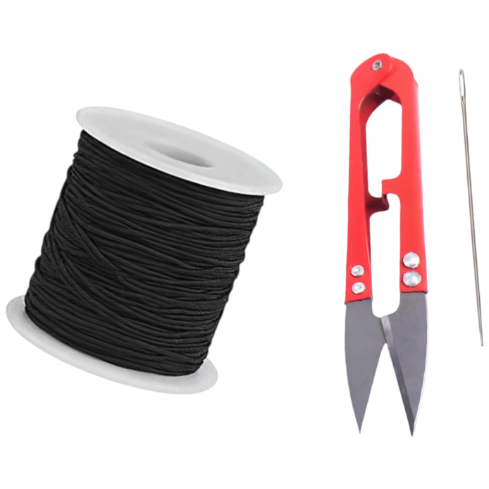 50 Yards Each Roll Nylon Core Spun Elastic Cord With Needle and Scissors for Jewelry Making and Crafts