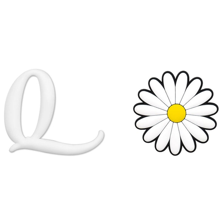 2pcs Letter and Flower Charms for Hand Bag, Decorative Alphabet Accessories Compatible with Rubber Tote