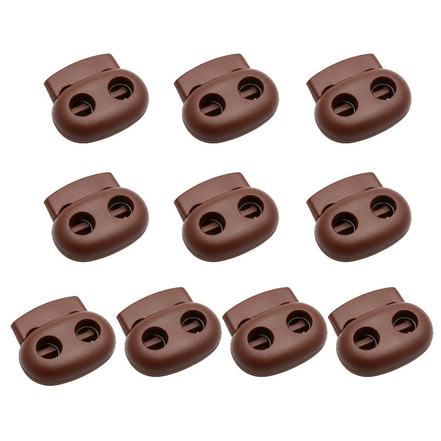Double Hole Plastic Spring Cord Lock Toggles for Drawstrings Paracord Shoelaces and Elastic Bungee Rope