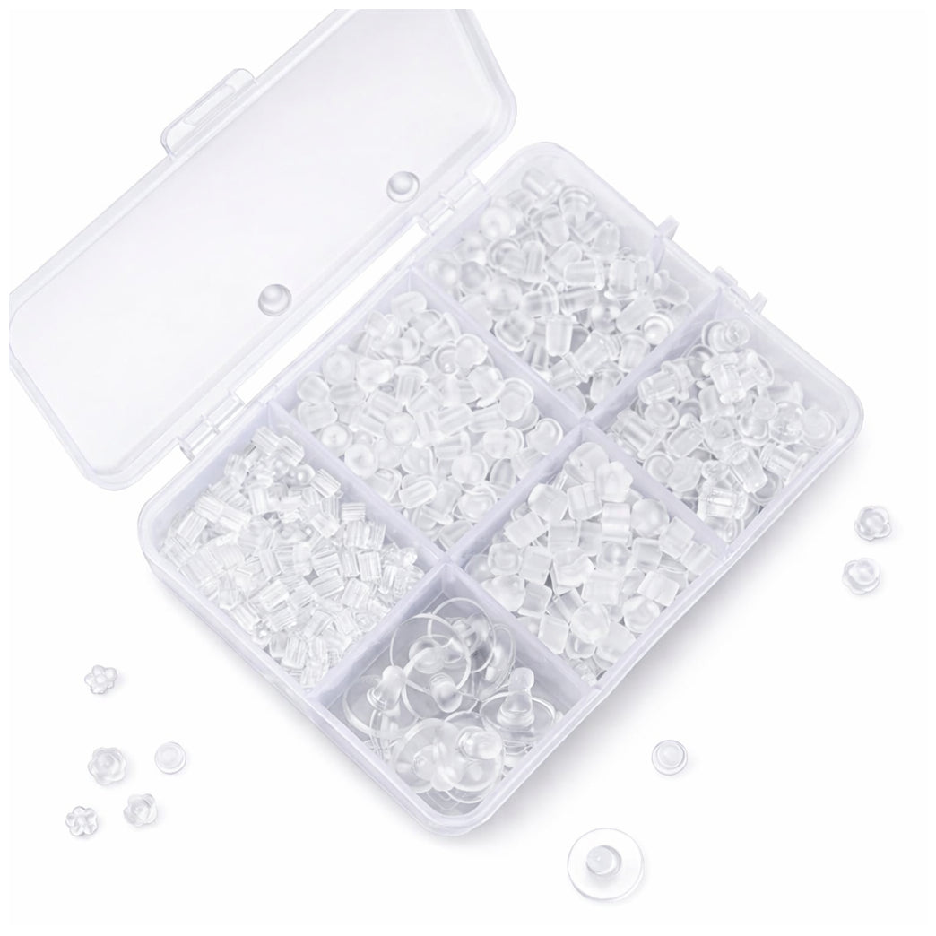 6 Styles Clear Silicone Earring Backs Hypoallergenic Rubber Clutch Stoppers for Studs Hooks and Hoops