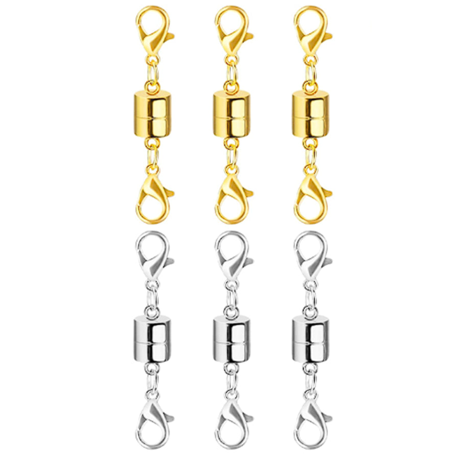 Magnetic Necklace Clasp Extenders with Double Lobster Clasps for Easy Jewelry Attachment in Gold and Silver