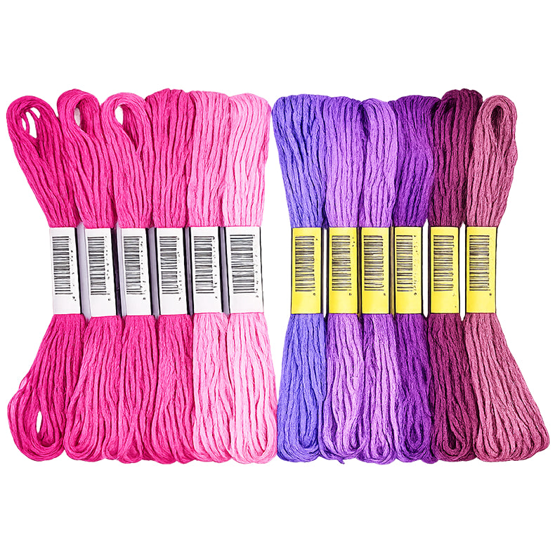 12 Skeins Embroidery Floss 6 Ply Polyester Variegated Threads 105 Yards for Cross Stitch Bracelet Knitting Craft
