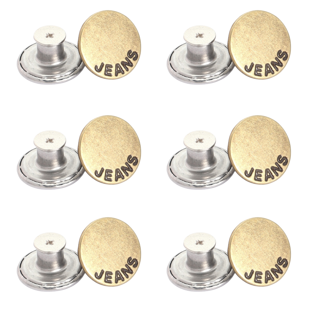 20mm Replacement Jean Buttons With Metal Tack Rivet Caps for Denim Repair, Pack of 12 Set