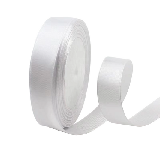 White 3/4" Wide Single Face Satin Ribbon, 25 Yards Length