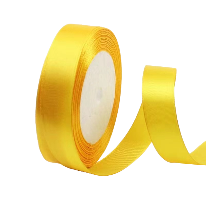 Golden Yellow 3/4" Wide Single Face Satin Ribbon, 25 Yards Length