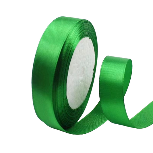 Green 3/4" Wide Single Face Satin Ribbon, 25 Yards Length