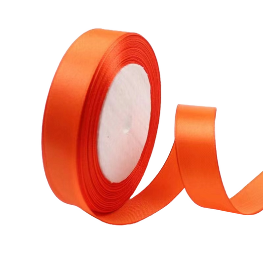 Orange Red 3/4" Wide Single Face Satin Ribbon, 25 Yards Length