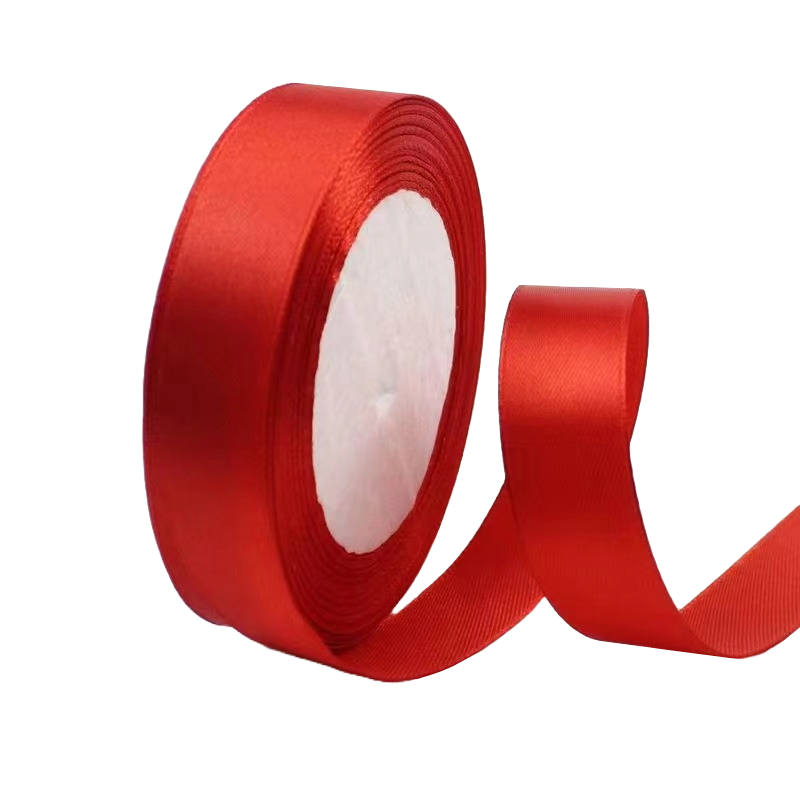 Red 3/4" Wide Single Face Satin Ribbon, 25 Yards Length