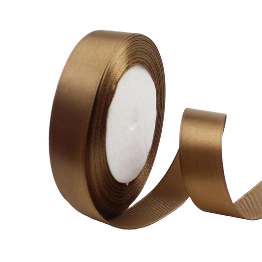 Coffee 3/4" Wide Single Face Satin Ribbon, 25 Yards Length