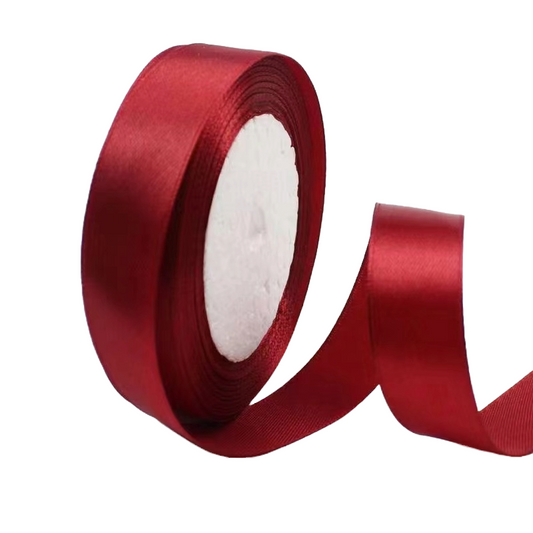 Wine Red 3/4" Wide Single Face Satin Ribbon, 25 Yards Length