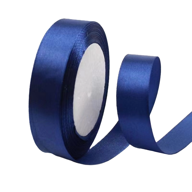 Dark Blue 3/4" Wide Single Face Satin Ribbon, 25 Yards Length