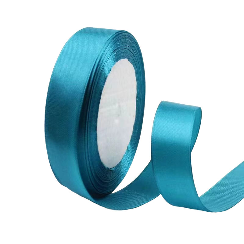 Peacock Blue 3/4" Wide Single Face Satin Ribbon, 25 Yards Length