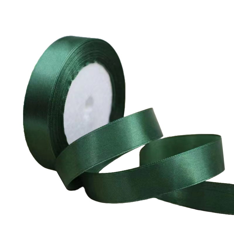 Black Green 3/4" Wide Single Face Satin Ribbon, 25 Yards Length