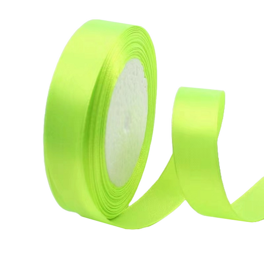 Fluorescent Green 3/4" Wide Single Face Satin Ribbon, 25 Yards Length