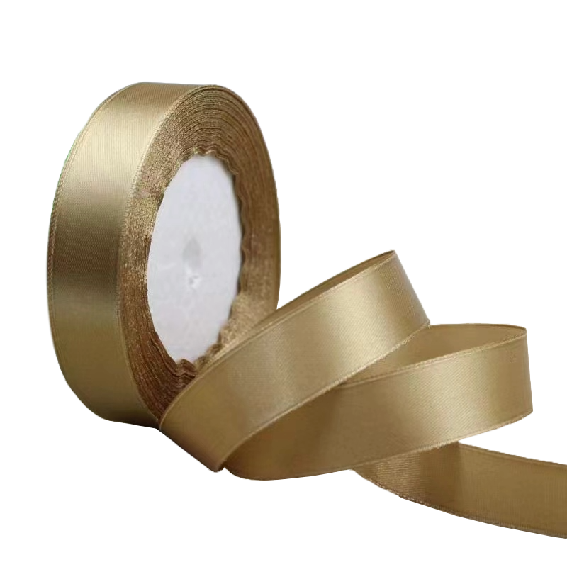 Champaign Gold 3/4" Wide Single Face Satin Ribbon, 25 Yards Length