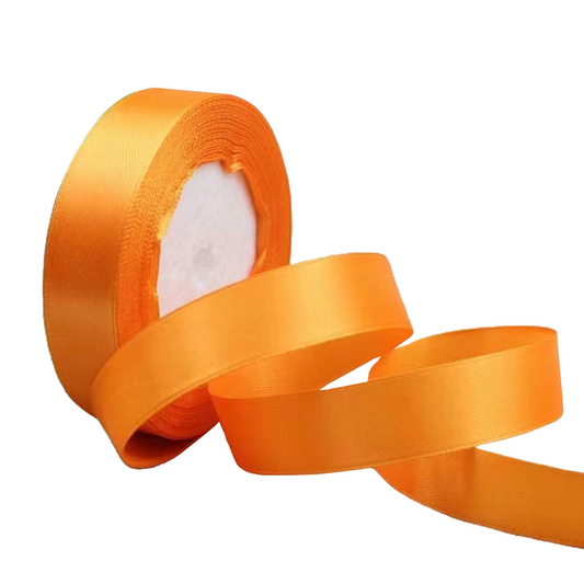 Orange 3/4" Wide Single Face Satin Ribbon, 25 Yards Length