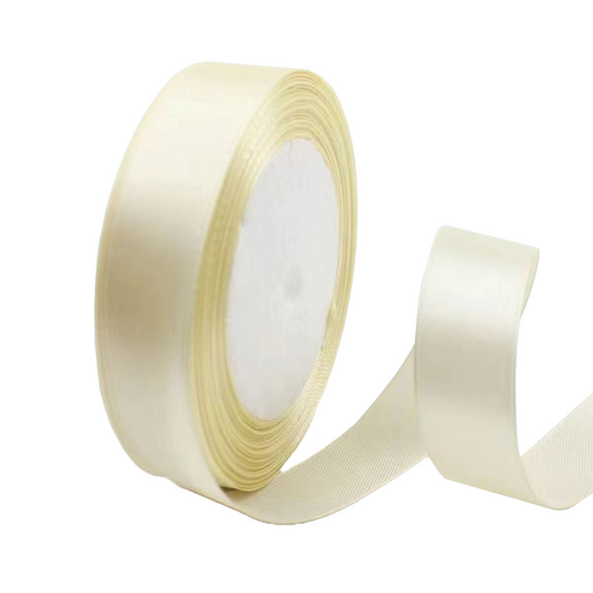 Off White 3/4" Wide Single Face Satin Ribbon, 25 Yards Length