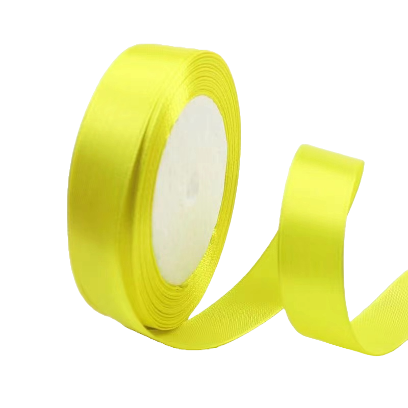 Lemon Yellow 3/4" Wide Single Face Satin Ribbon, 25 Yards Length